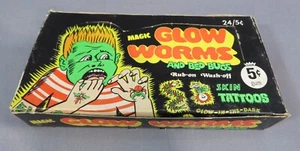 "Fleer 1971 "MAGIC GLOW GUSANOS & CHINCHES"" tatuaje 24 paquetes de cera sellados caja completa - Imagen 1 de 5