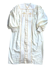 Vintage Express Chor Klerus Pastor Priester cremeweiß Kirchengewand Papst Kostüm - Bild 1 von 8