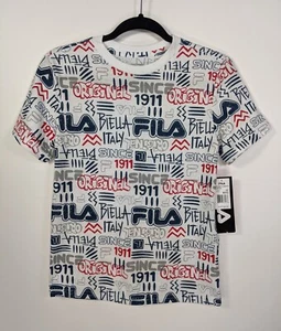 Fila Logo Grafitti Graphic Short Sleeve Youth Boys T Shirt Size M 10 12 NWT - Picture 1 of 6