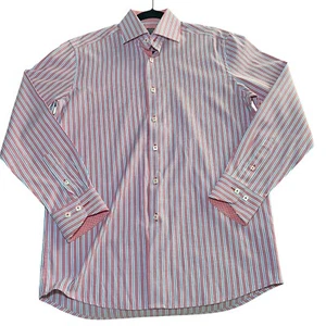 Coogi Classic Dress Shirt Med 15.5  32/33 Red Stripes - Picture 1 of 8
