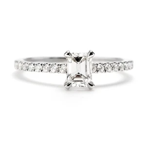 GIA Certified Diamond Engagement Ring 1.70 CTW Emerald Cut Platinum - Picture 1 of 3