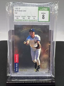 1993 SP Derek Jeter CSG 8 quasi nuova carta da baseball #279 lamina - Foto 1 di 2