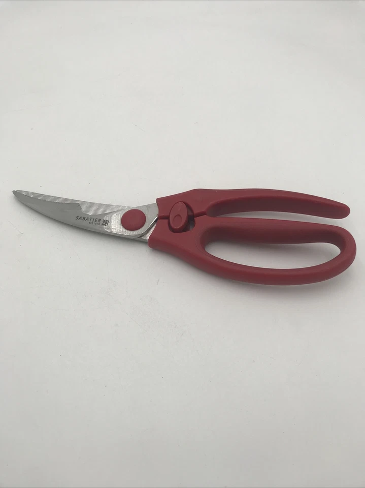 Sabatier kitchen shears red 9.5" serrated curved blade VGC scissors cooking - Image 1 of 4