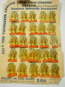 Full Card 25 Pieces Fight Infantile Paralysis tab back Litho pin C1940's - Picture 1 of 6