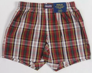 Ralph Lauren Classic Fit Red White Plaid Boxer Shorts Navy Blue Pony NWT - Picture 1 of 1