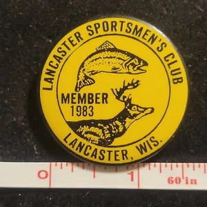 1983 Lancaster Sportsmen's Club Member Wisconsin Pinback Button Souvenir Travel - Picture 1 of 4