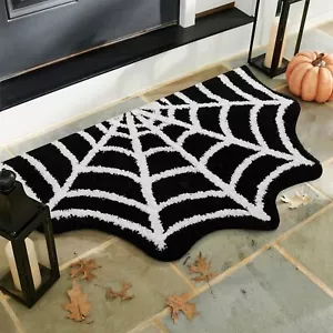 Gothic Rug Spider Web Indoor Halloween Rug 2x3 Plush Gothic Cute Fun Halloween B - Picture 1 of 9