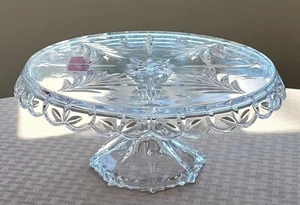 NWT~ Mikasa Clear Crystal Footed Cake Plate Stand Trees Holiday Scalloped ~11" - Picture 1 of 10