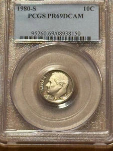 1980-S Roosevelt Dime PCGS PR69DCAM - Picture 1 of 2