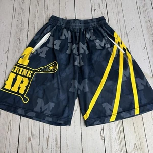 Michigan Wolverines War Lacrosse Shorts Mens Medium 8" Inseam Pockets - Picture 1 of 11