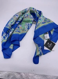 Neu mit Etikett Echo Damen-Seidentuch blauer Rand Matrose am Strand Quadrat 26 Zoll k200 - Bild 1 von 9