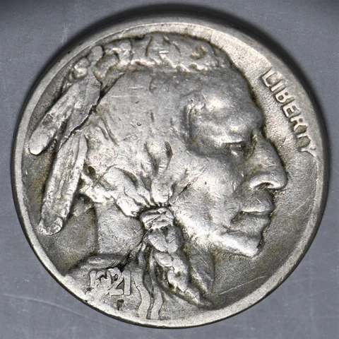 1921 s buffalo nickel in original circulated condition with a planchet error Cover
