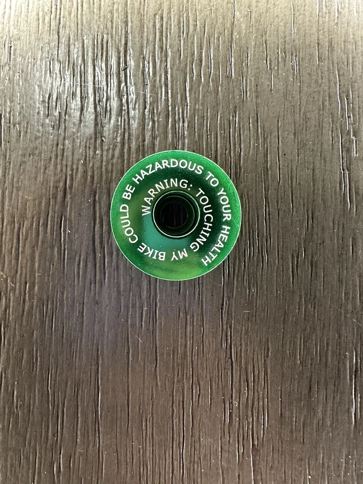 Touching My Bike Could Be Hazardous Bicycle Headset Stem Top Cap 1 1/8" Green - Image 1 of 1