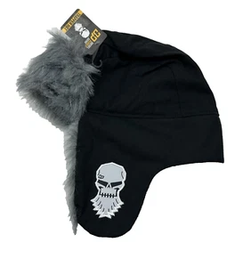 Diesel Power DP Negro Trampero Gorro Adulto Gris Imitación Piel Orejeras Esquí Nuevo - Imagen 1 de 6