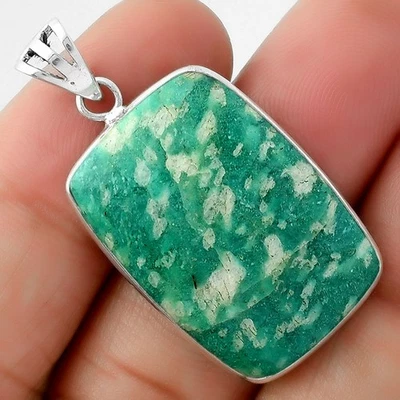 Natural Russian Amazonite 925 Sterling Silver Pendant Jewelry P-1001 - Image 1 of 4