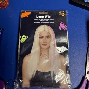 Blonde Wig With Pink Streak - Halloween Costume Prop NEW - Picture 1 of 2