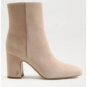 Sam Edelman Fawn Ankle Bootie 7.5 Beige Tan Cream NWOT Suede Heel Boots Capsule - Picture 1 of 6