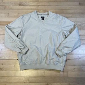 Vintage IZOD Golf Windbreaker Jacket Men’s Medium Tan V Neck Pullover 90s - Picture 1 of 7