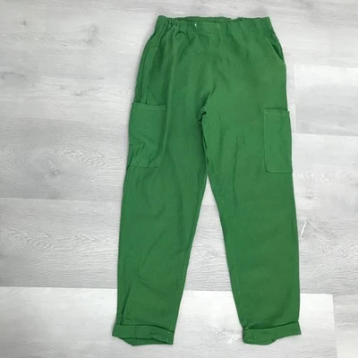 Jules Leopard Casual Womens Cargo Pant Medium Green Linen  Cuff Hem - Image 1 of 4