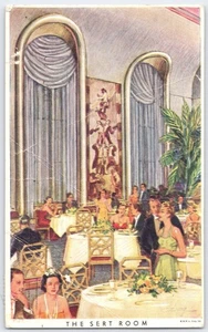 Postal de arte vintage 1939 Waldorf-Astoria Sert Room NYC arrugada - Imagen 1 de 2