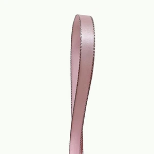 Pink Double Face Satin Ribbon, Silver Border, 3/8 Inch x 50 Yards, Gift Wrap - Picture 1 of 6