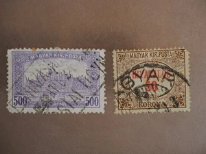 UNGARN 20er Jahre PERFIN 500 & 50 KORONA PERFIN 3 PUNKT DREIECK GEBRAUCHT - Bild 1 von 2