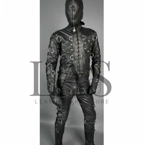 Men’s Real Leather Bondage Catsuit – Full Body Restriction Jumpsuit - Picture 1 of 2