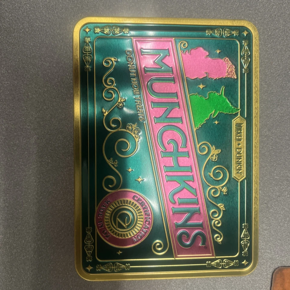 Very Rare Dunkin WICKED Munchkin Tin Glinda & Elphaba Pink & Green Shipping Now - Image 1 of 2