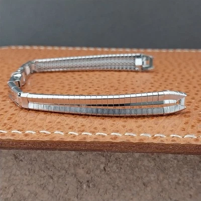 Correa de reloj clásica vintage de los años 60 JB Champion llena de oro blanco para dama sin usar Foto 1 de 4