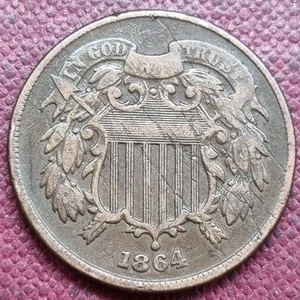 1864 Two Cent Piece 2c Better Grade #93485 - Picture 1 of 2