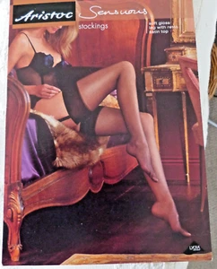 ARISTOC *Sensuous* stockings Vintage sz M Black 10 denier - Picture 1 of 2