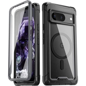 For Google Pixel 8 Case | Poetic Built-in Screen with MagSafe Clear Cover Black - Picture 1 of 7