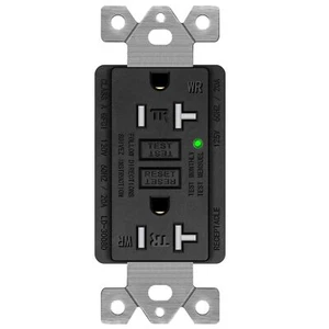 20A Amp Ground Fault Receptacle GFCI Outlet Tamper Resistant WR with Plate Black - Picture 1 of 12