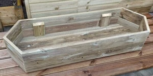 Wooden Garden Planter Raised Flower Bed Trough Handmade 150x50x27h Ready To Use - Picture 1 of 7