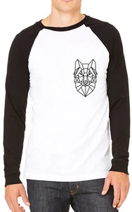 Camiseta de béisbol geométrica con estampado de pecho de lobo para hombre mujer divertida unisex de bolsillo - Imagen 1 de 1