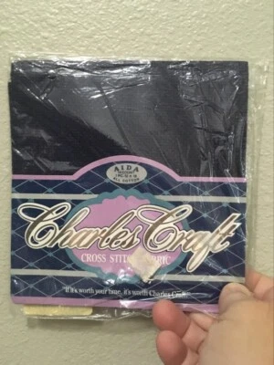 Charles Craft Silver Label Aida Cross Stitch Fabric 14 Count 12 x 18 NAVY BLUE - Image 1 of 4