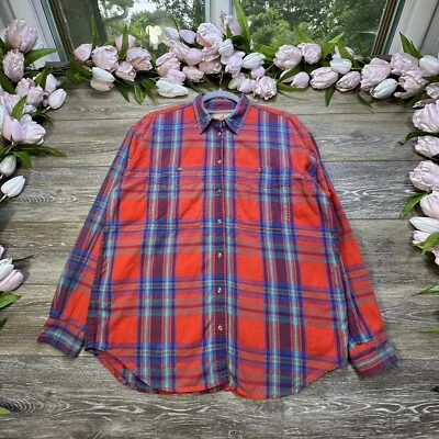 Vintage Liz Wear Button Down Shirt Women's Size Large Red Plaid Hong Kong - Image 1 of 4