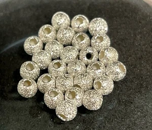 925 Silver Round Bead Stardust 3mm - Picture 1 of 4