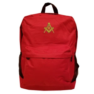 RED Backpack Bag with FREEMASON MASON MASONIC SYMBOL - Picture 1 of 4