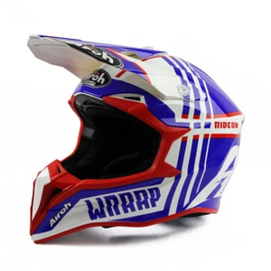 Airoh Wraap Broken Off Road Motorcycle Motocross Quad ATV Blue Red MX Helmet - Picture 1 of 8