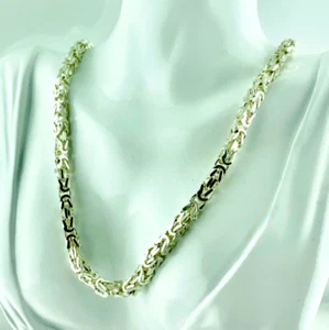925 SILVER NECKLACE BYZANTINE CHAIN SOLID CREW NECK MEN WOMEN - Picture 1 of 12