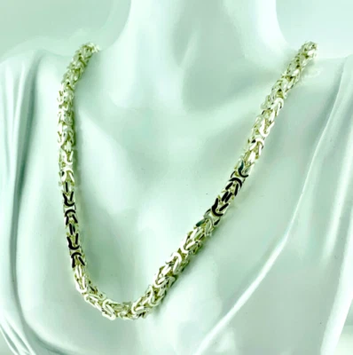 COLLANA ARGENTO 925 CATENA BIZANTINA GIROCOLLO MASSICCIO UOMO DONNA - Immagine 1 di 4