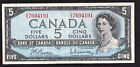 Billet de banque Canada 1954 5 $ cinq dollars Beattie - Rasminsky belle couleur K/X 7694191