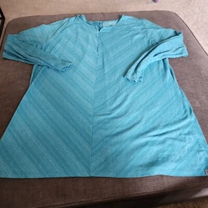 Camiseta informal Eddie Bauer Top para mujer Plus 2XL verde azulado cuello dividido manga larga - Imagen 1 de 6