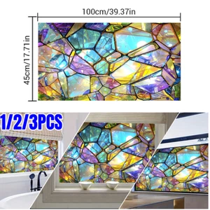 Rainbow Window Film Privacy Stained Glass Window Film Frosted Static Cling Film - Picture 1 of 19