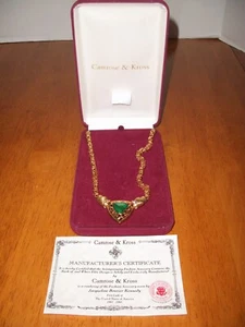 Camrose & Kross Jackie Kennedy Green Malachite Gold Plated Necklace~COA - Picture 1 of 4
