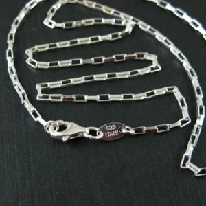 925 Sterling Silver Necklace Medium Box Paperclip Chain 3.2*1.7mm (7.5 to 36'') - Picture 1 of 3