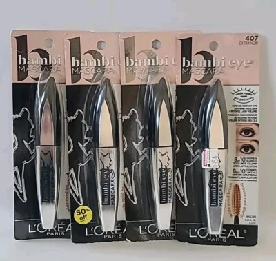 ( 4 PACK ) L'OREAL Bambi Eye INSTANT EYE OPENING MASCARA #407 EXTRA NOIR 0.28 OZ - Image 1 of 4