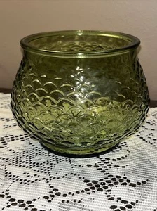 Vintage EO BRODY Smaragdgrün Glas Übertopf Schale mit Fischschuppen Textur - Bild 1 von 4