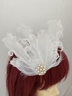 white  pearl  fascinator  bridal  feather  hair  clip  hair  accessories